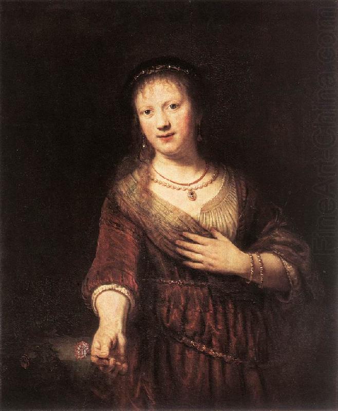 REMBRANDT Harmenszoon van Rijn Portrait of Saskia with a Flower china oil painting image
